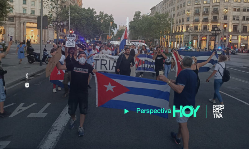 Protestan en Barcelona en contra del Gobierno cubano