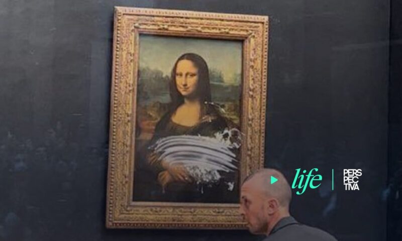 La Gioconda recibe pastelazo