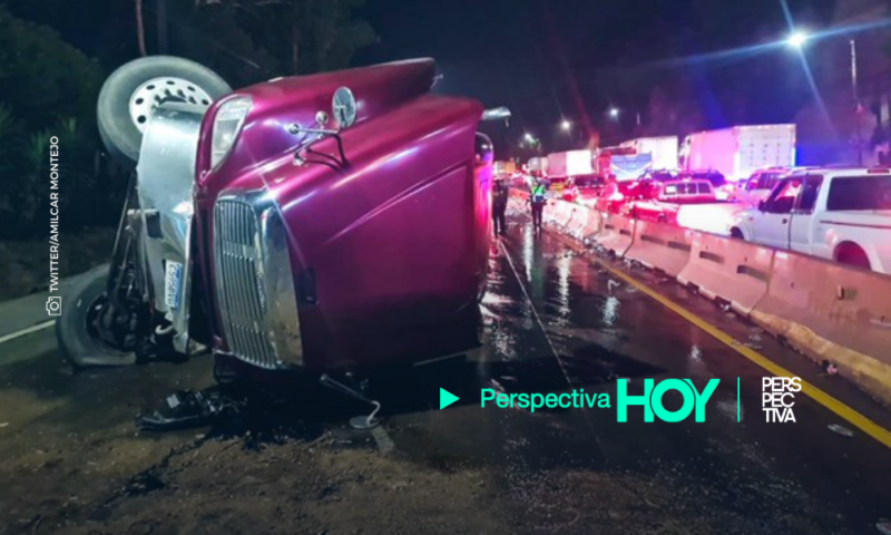 ¡Caos vehicular! &nbsp;Accidente de transporte pesado en cuesta de Villalobos paraliza tránsito