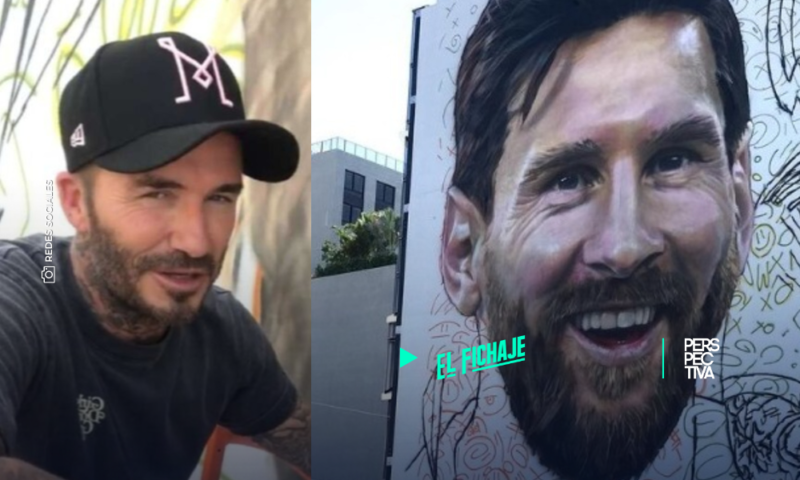 A días de su presentación en el Inter Miami, Beckham visita mural de Messi