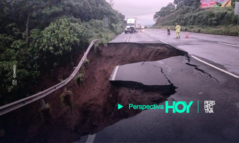 Hundimiento en el Km 43.9 de la autopista Palín-Escuintla afecta paso vehicular