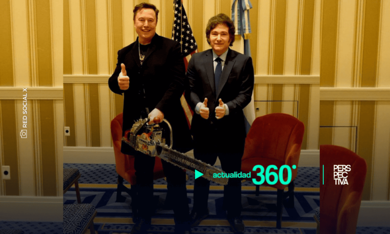 Milei le regaló una motosierra a Elon Musk durante su visita a EE. UU.