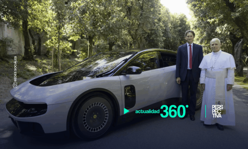 El papa León XIV conoce el primer modelo totalmente eléctrico de Ferrari 